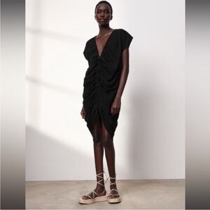 ZARA Small Elegant Black Ruched Dress